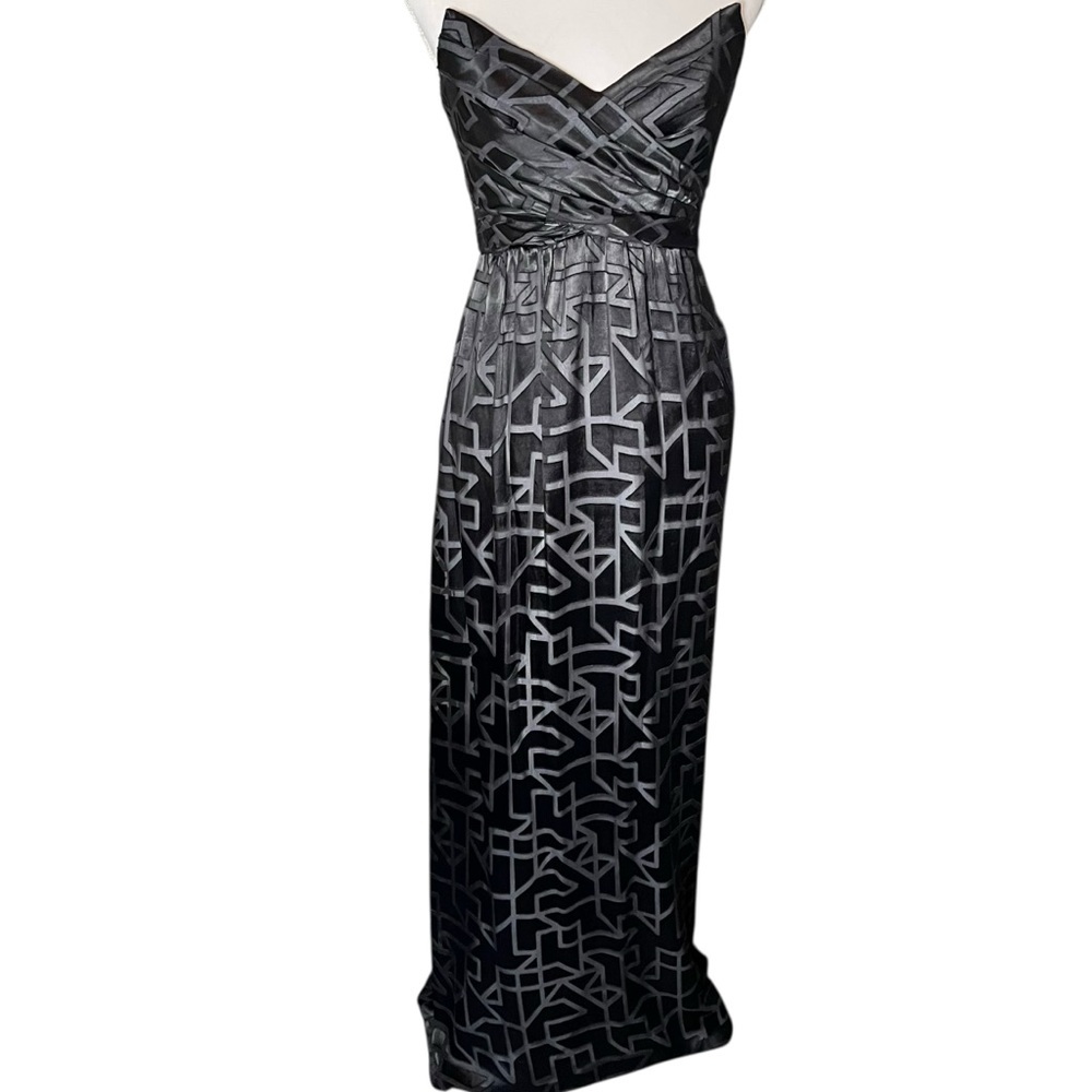 Alice & Trixie Silk‎ Strapless Full Length Cocktail Dress Small Geometric Print